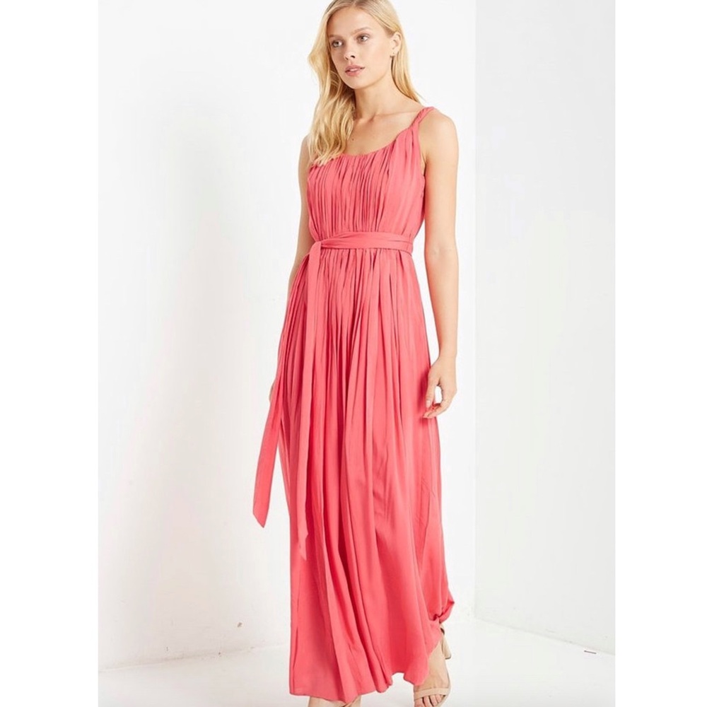 Coral Pleated Maxi Dress - Picture 4 of 7